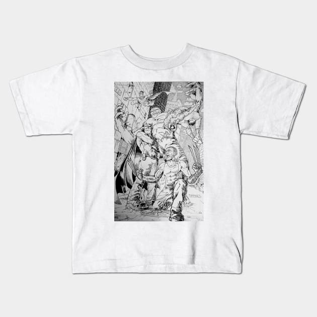 Super team up b/w Kids T-Shirt by BarnesComicArt